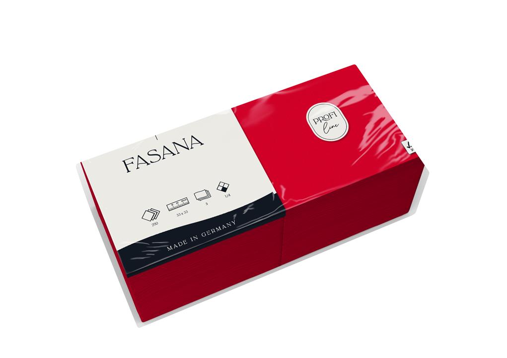 Servietten "Fasana" 3-lg. rubinrot 33x33cm 1/4 Falzung