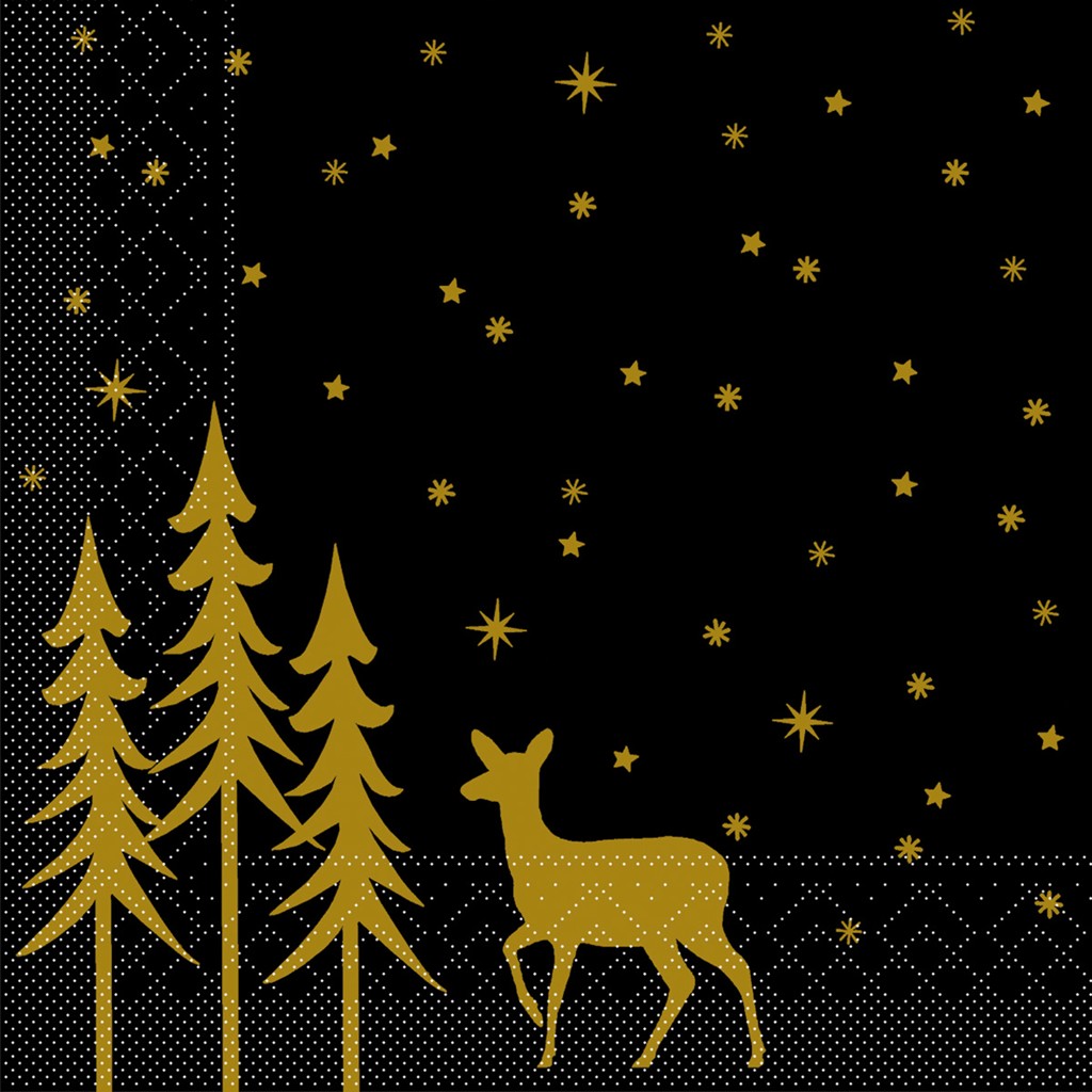 Tissue 3-lagig Serviette Liane schwarz 33 x 33 cm 1/4 Falz