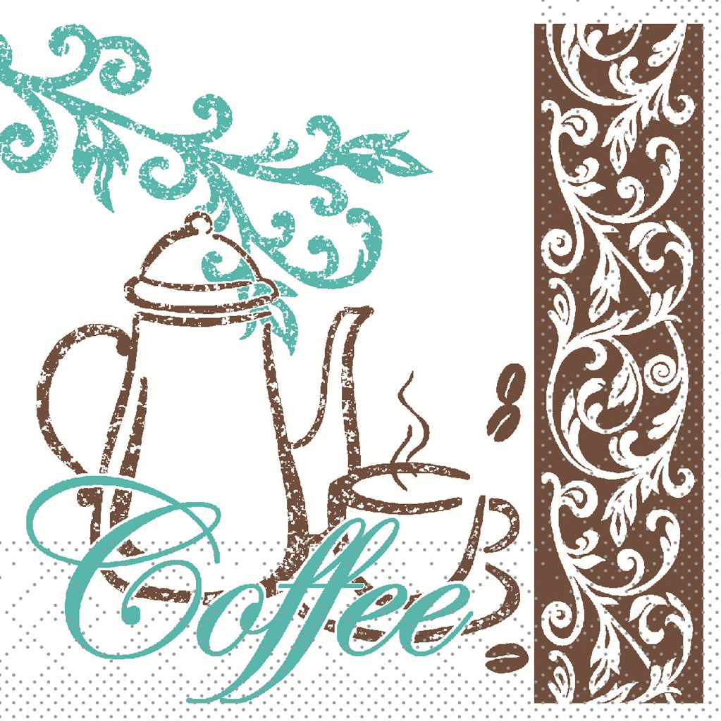 Tissue Serviette Coffee/Tea 24 x 24 cm 1/4 Falz 3-lg.