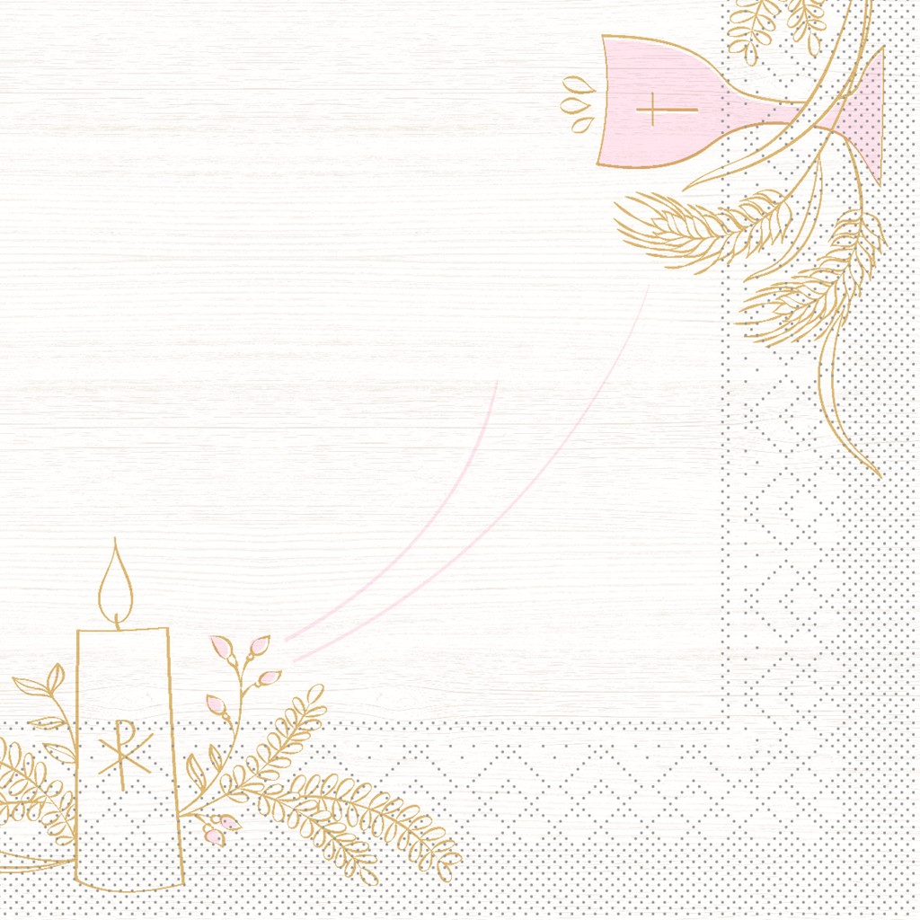 Tissue Serviette Kommunion/Konfirmation  33 x 33 cm 1/4 Falz 3-lg.