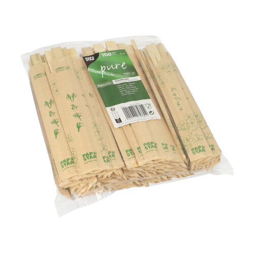 Essstäbchen aus Bambus, 21 cm, einzeln verpackt