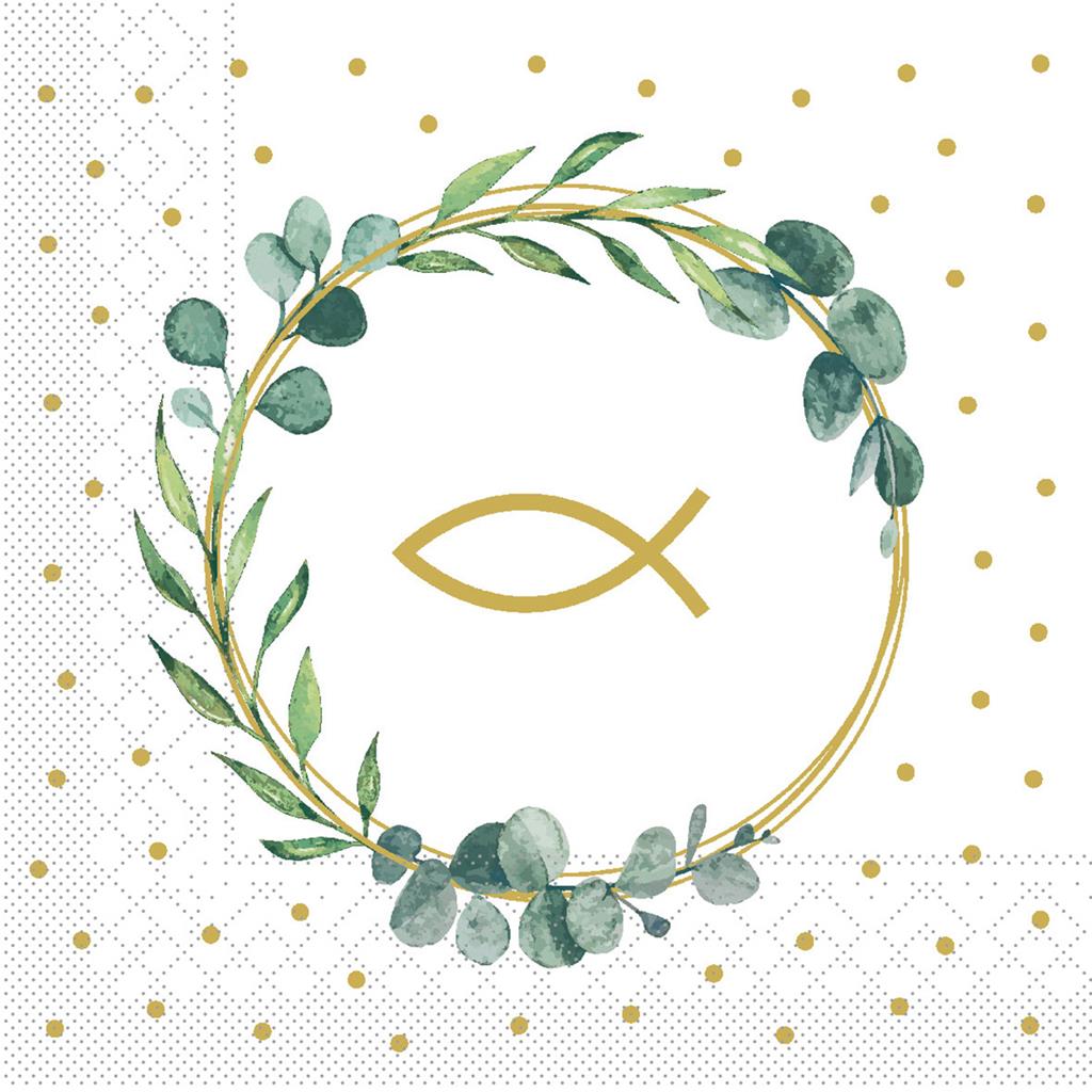 Linclass Serviette Eukalyptus-Fisch 33 x 33 cm 1/4 Falz