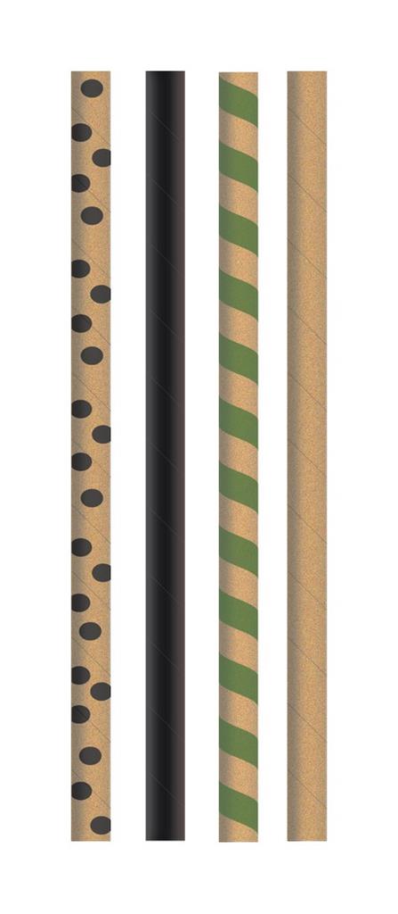 Papier Papiertrinkhalm Eco Punkte Mix Ø 8 mm / 200 mm 23x150