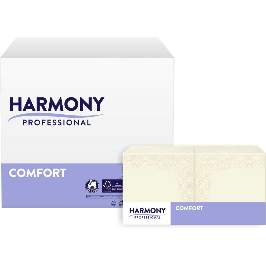 Servietten Harmony 3-lg creme 33x33cm 1/4 Falzung