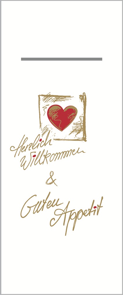 Linclass-Prof. Pocket-Nap. Herzl. Willko 40 x 33 cm 1/8 Falz