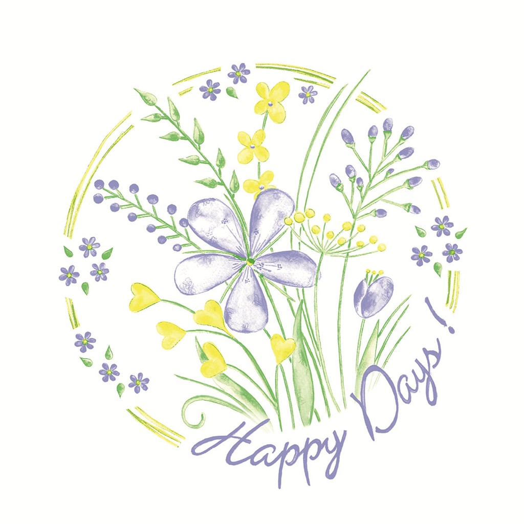 Linclass Serviette Happy Days 40 x 40 cm 1/4 Falz