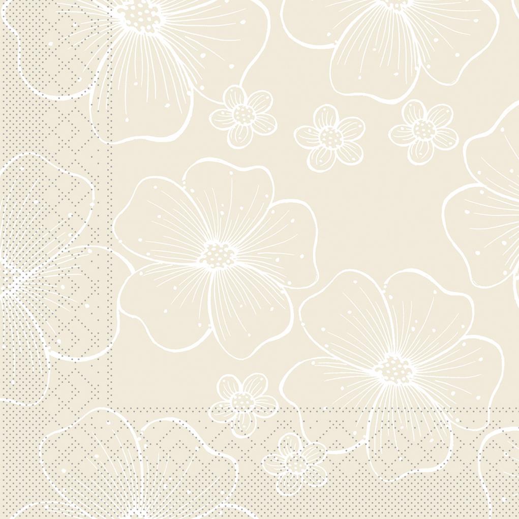 Tissue 3-lagig Serviette Nicole beige 33 x 33 cm 1/4 Falz