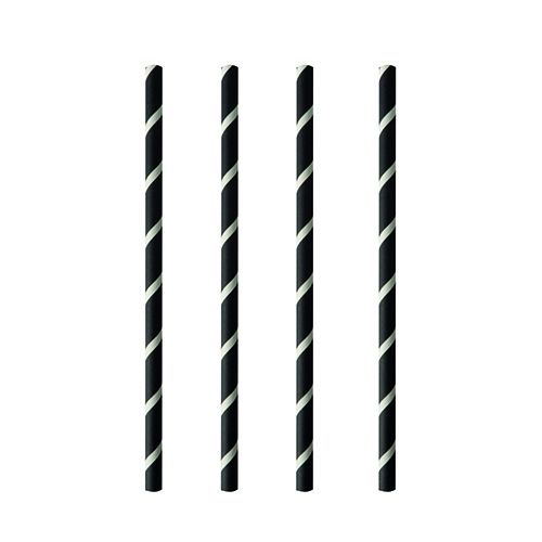 Trinkhalme, 8x200mm, schwarz gestreift