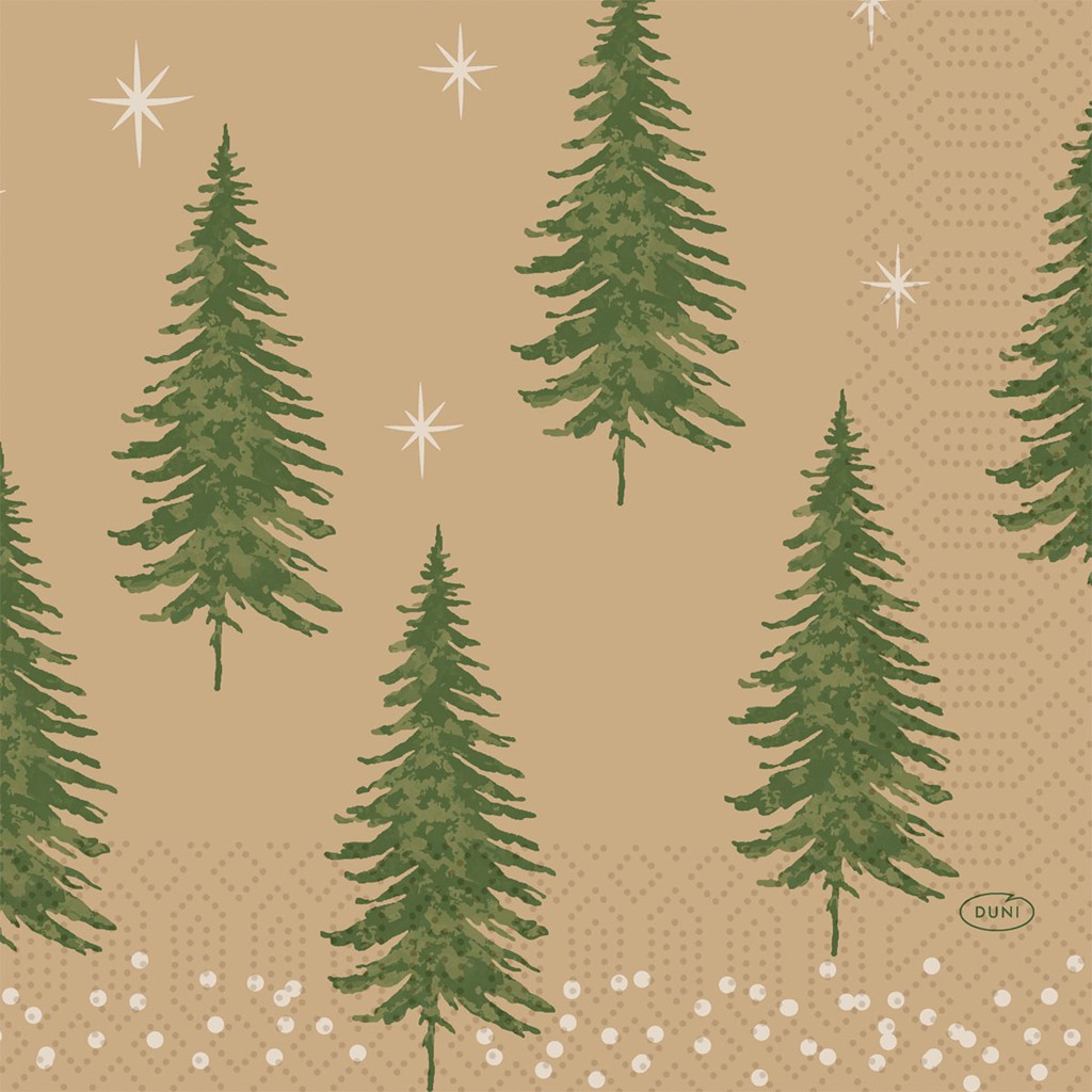 Zelltuchserviette Humble trees 33 x 33 cm, 3-Lagig, 1/4-Falz