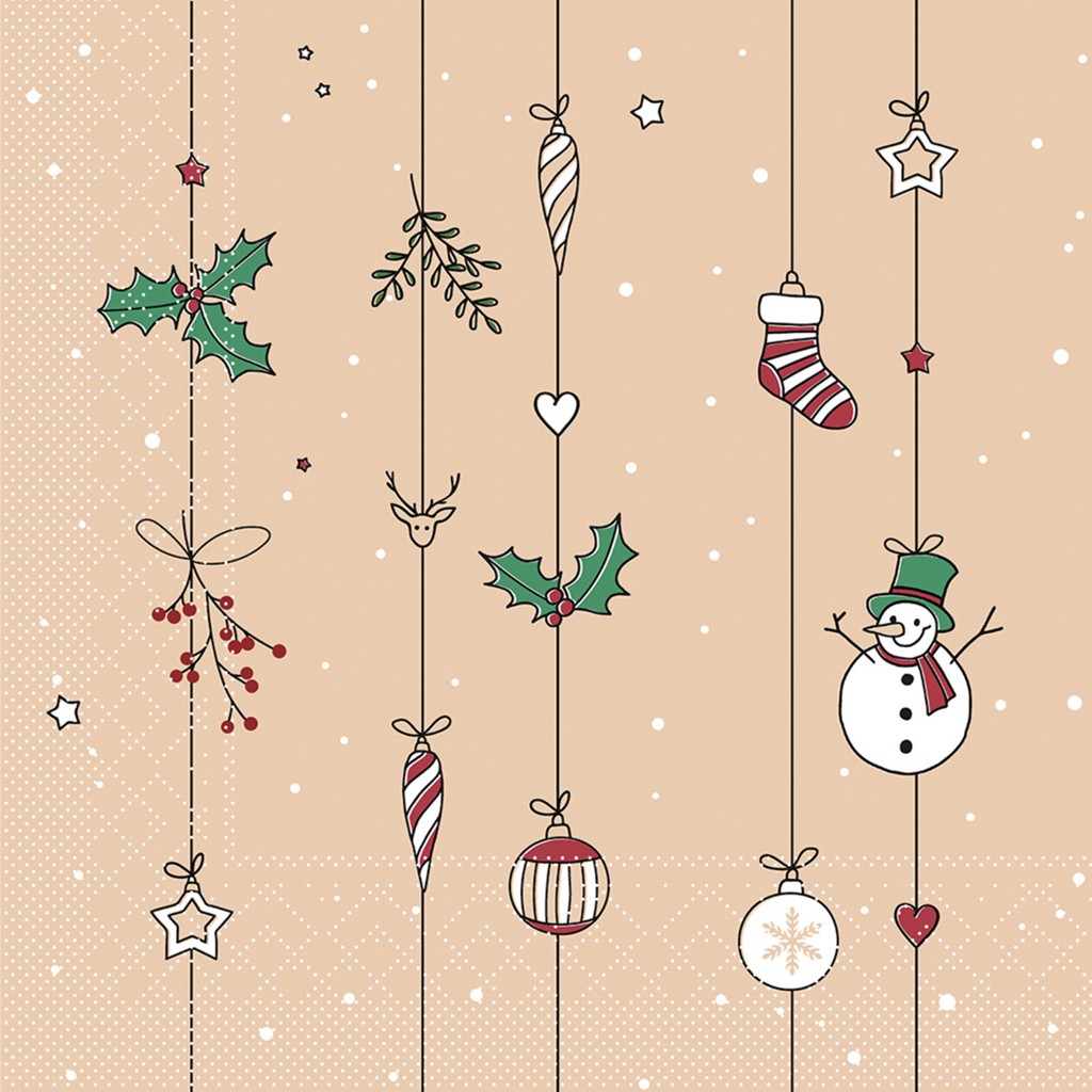 Tissue 3-lagig Serviette Snowman 33 x 33 cm 1/4 Falz
