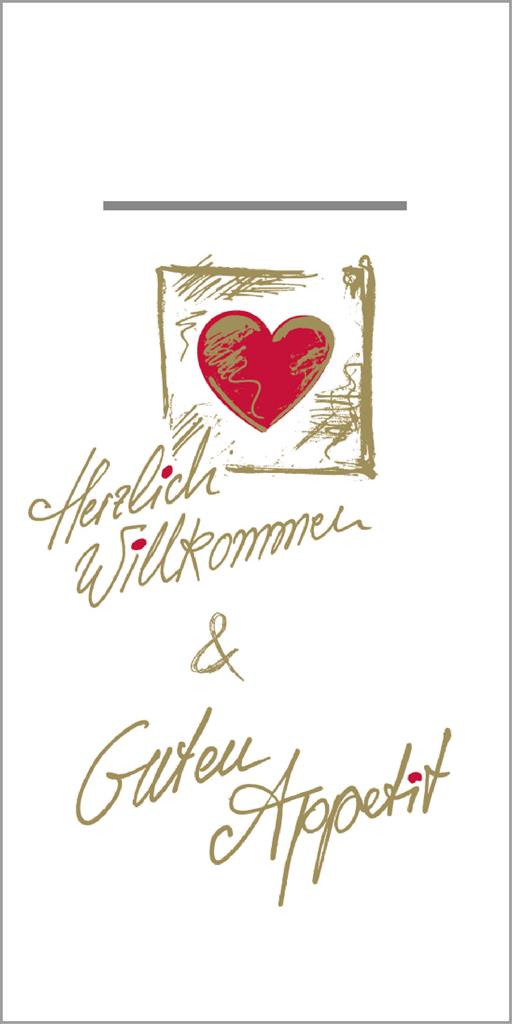 Linclass Pocket-Nap. Herzl. Willkommen & 40 x 40 cm 1/8 Falz