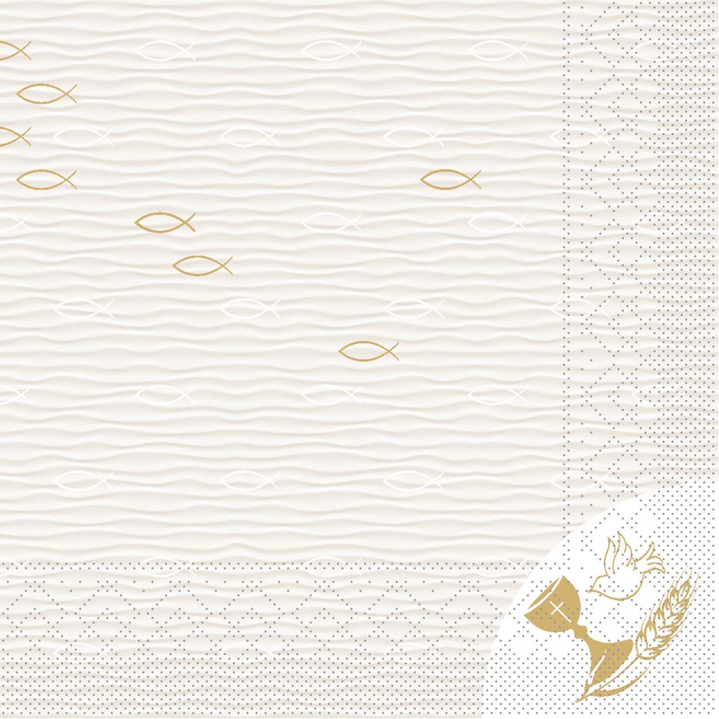 Tissue 3-lagig Serviette Kommunion/Konfi 33 x 33 cm 1/4 Falz