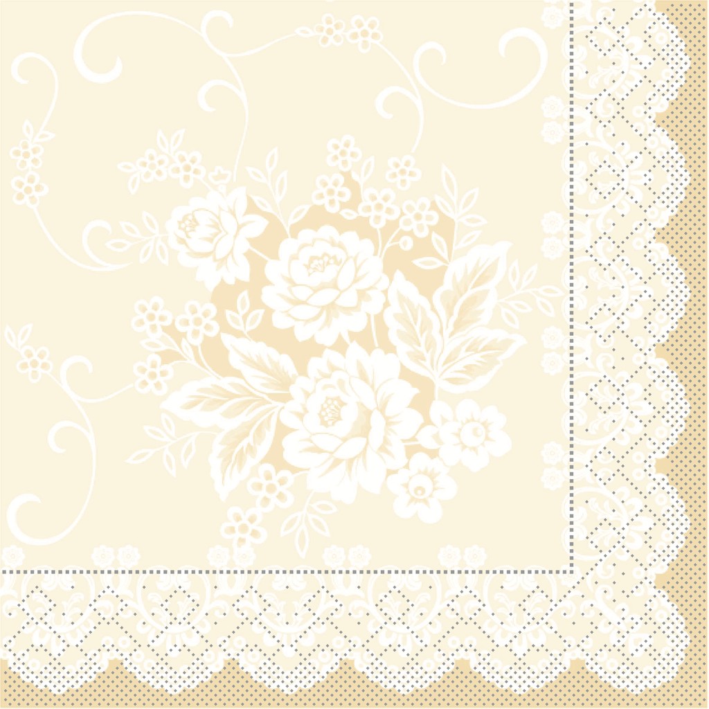 Tissue Serviette Franziska beige 33 x 33 cm 1/4 Falz 3-lg.