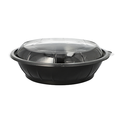 Salatschalen, PET 1000 ml Ø 21,8 cm 6 cm schwarz "Snap It" mit Deckel PET gl