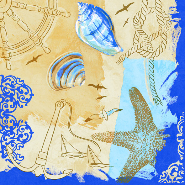 Linclass Serviette Del Mar 40 x 40 cm 1/4 Falz