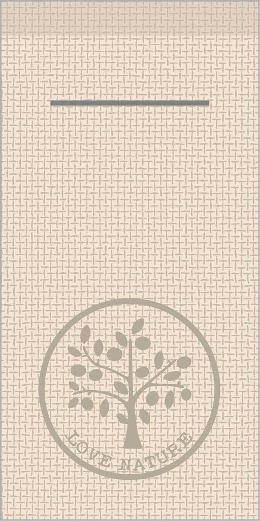 Linclass Pocket-Nap. Love Nature-Jute 40 x 40 cm 1/8 Falz, pebble stone