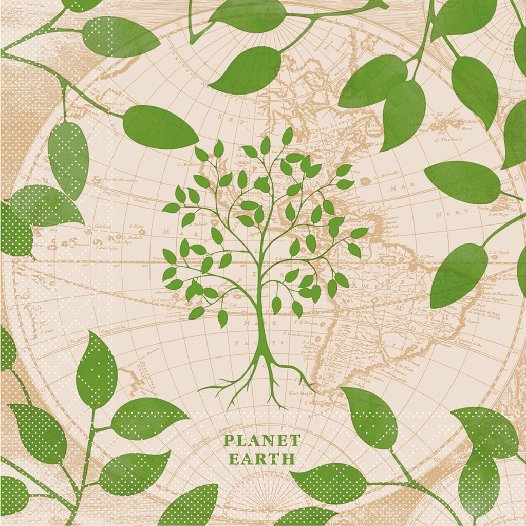 Tissue Serviette Opus Earth 40 x 40 cm 1/4 Falz 3-lg.