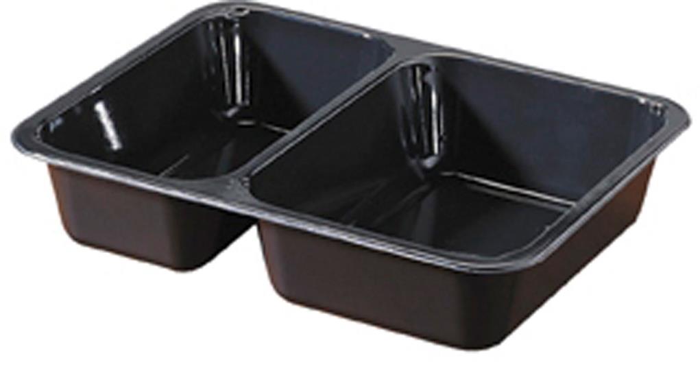CPET-Schale 2-geteilt schwarz, 225 x 175 x 43 mm CPET-Schale 2-geteilt schwarz, 225 x 175 x 43 mm