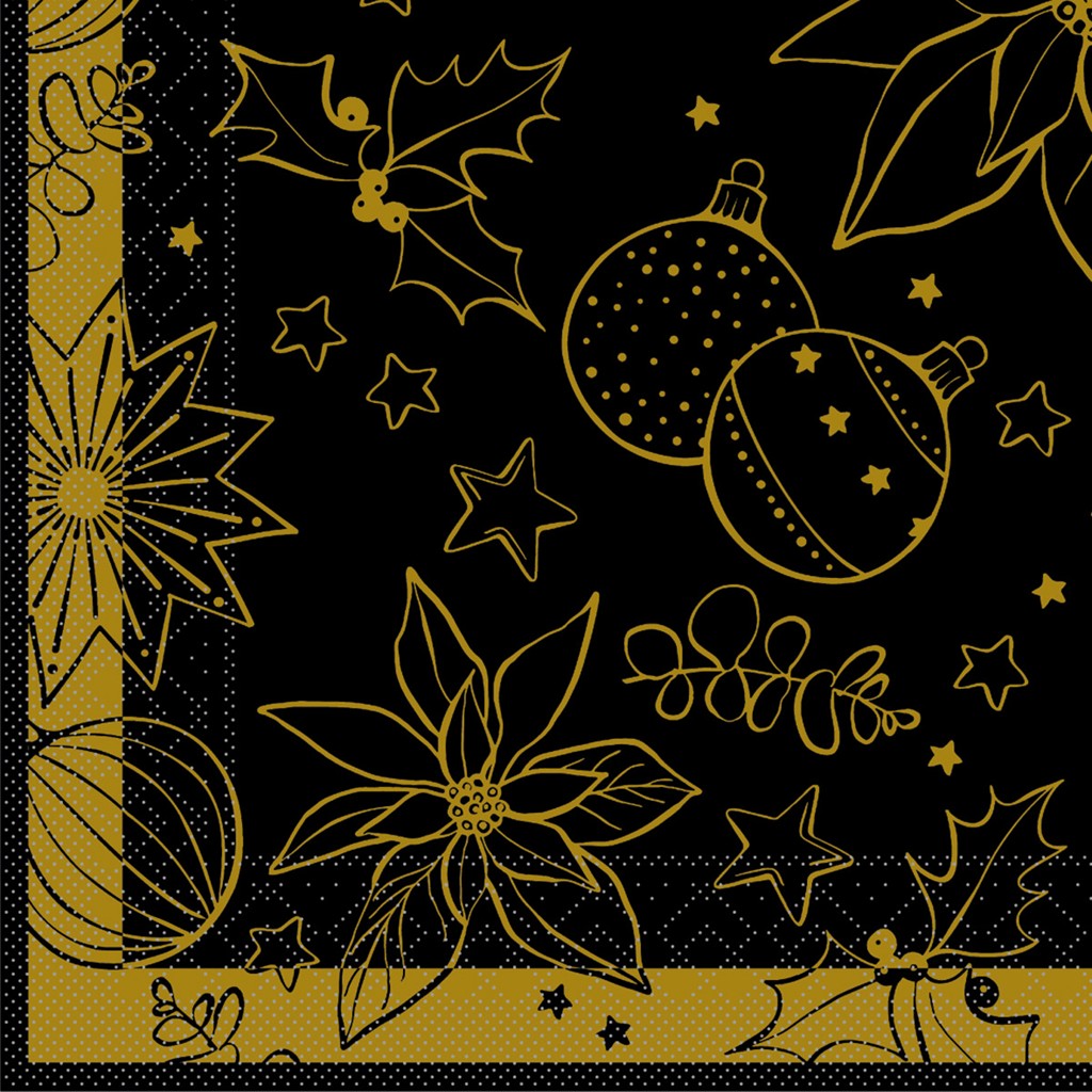 Tissue 3-lagig Serviette Milan schwarz 33 x 33 cm 1/4 Falz