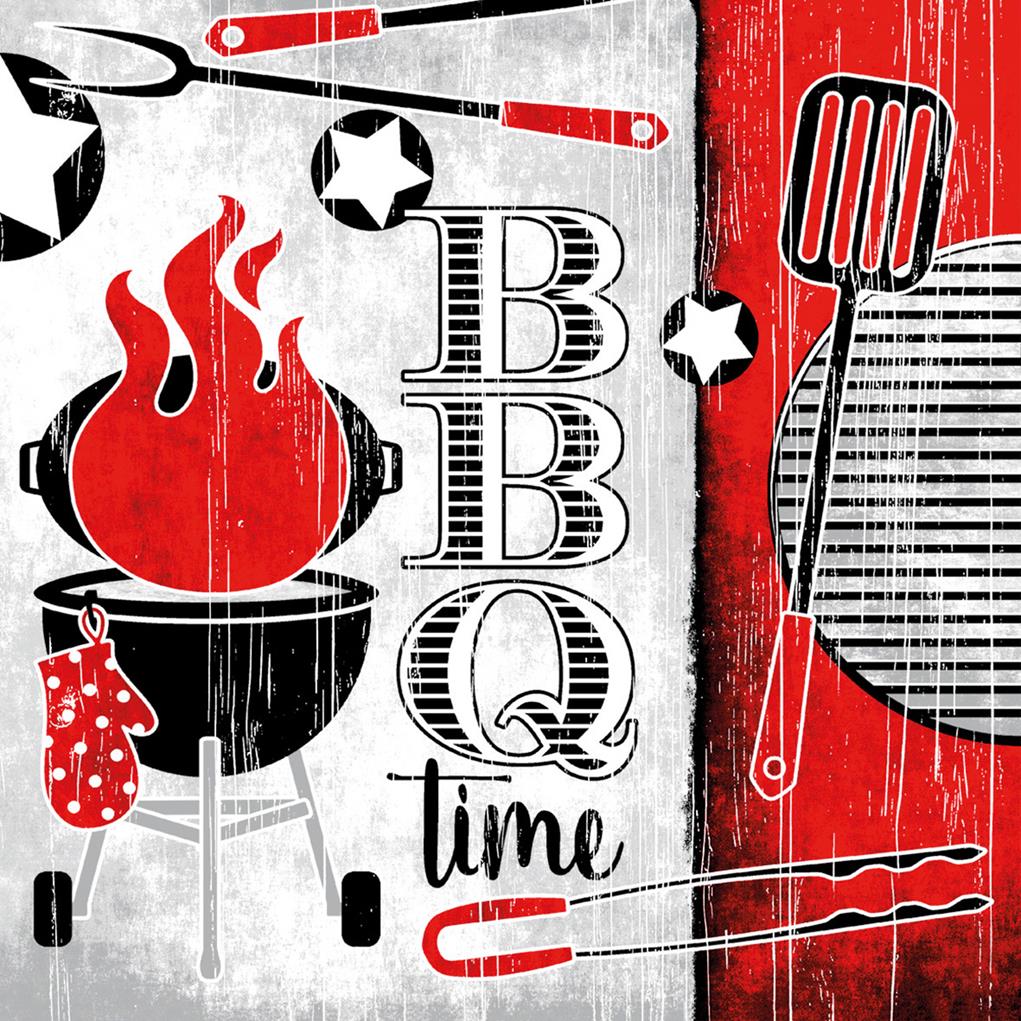 Linclass-Premium Serviette  BBQ-Time 33 x 33 cm 1/4 Falz