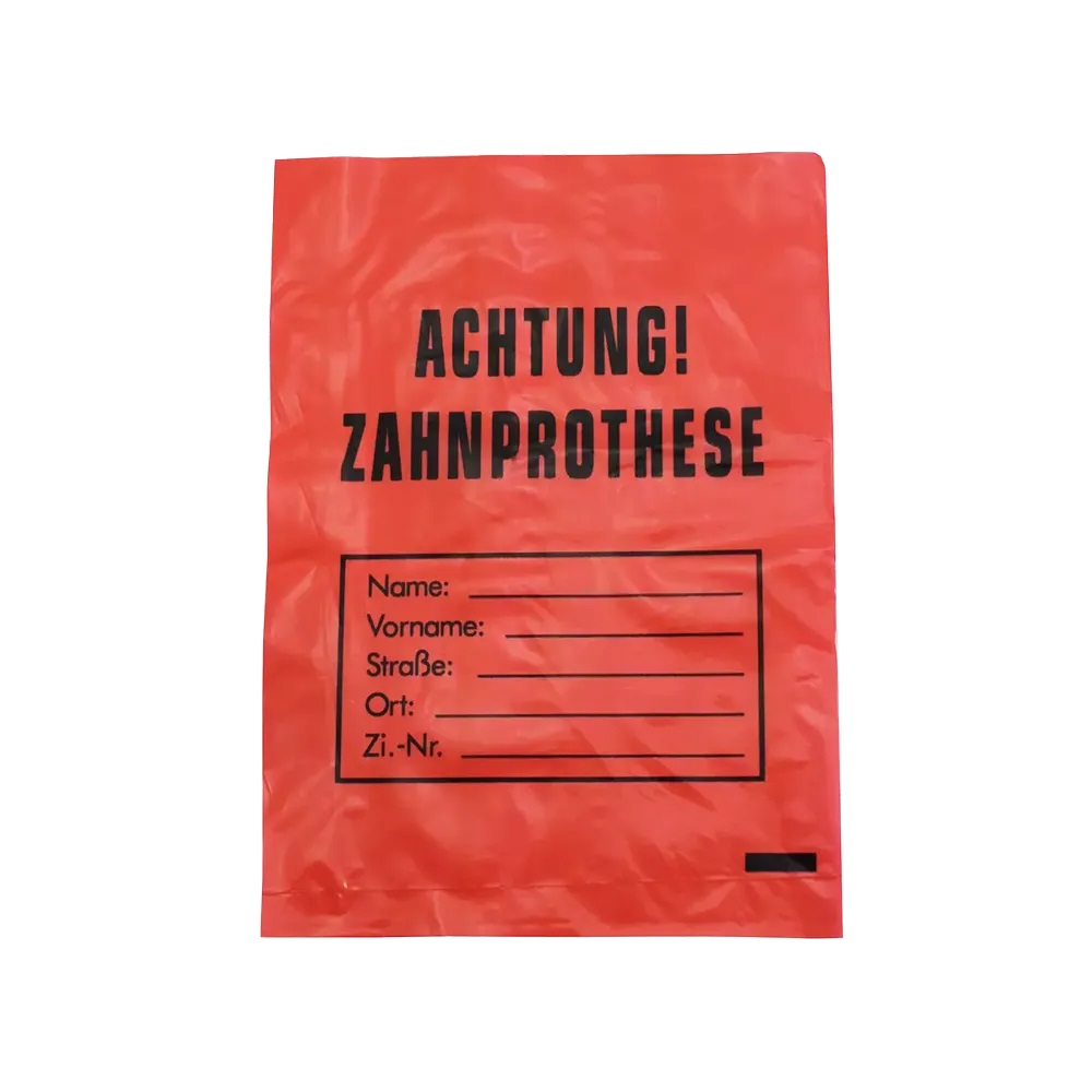 LDPE Zahnprothesenbeutel, rot 17x24 cm