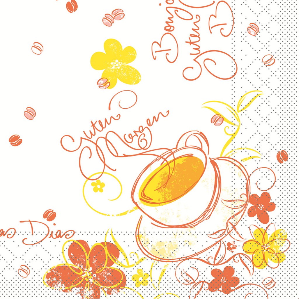 Tissue Serviette Sunny 33 x 33 cm 1/4 Falz 3-lg.