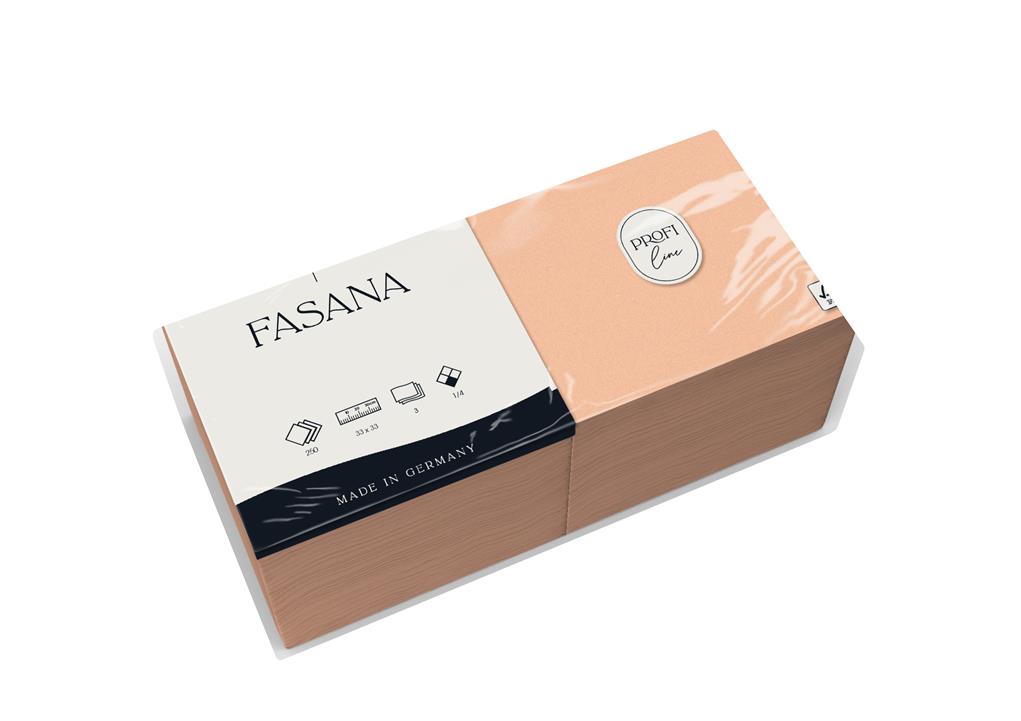 Servietten "Fasana" 3-lg. aprikot 33x33cm 1/4 Falzung