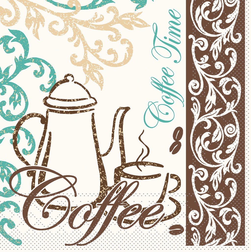 Tissue Serviette Coffee 33 x 33 cm 1/4 Falz 3-lg.