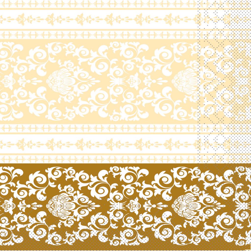 Tissue 3-lg Serviette Pascal gold-creme 33 x 33 cm 1/4 Falz