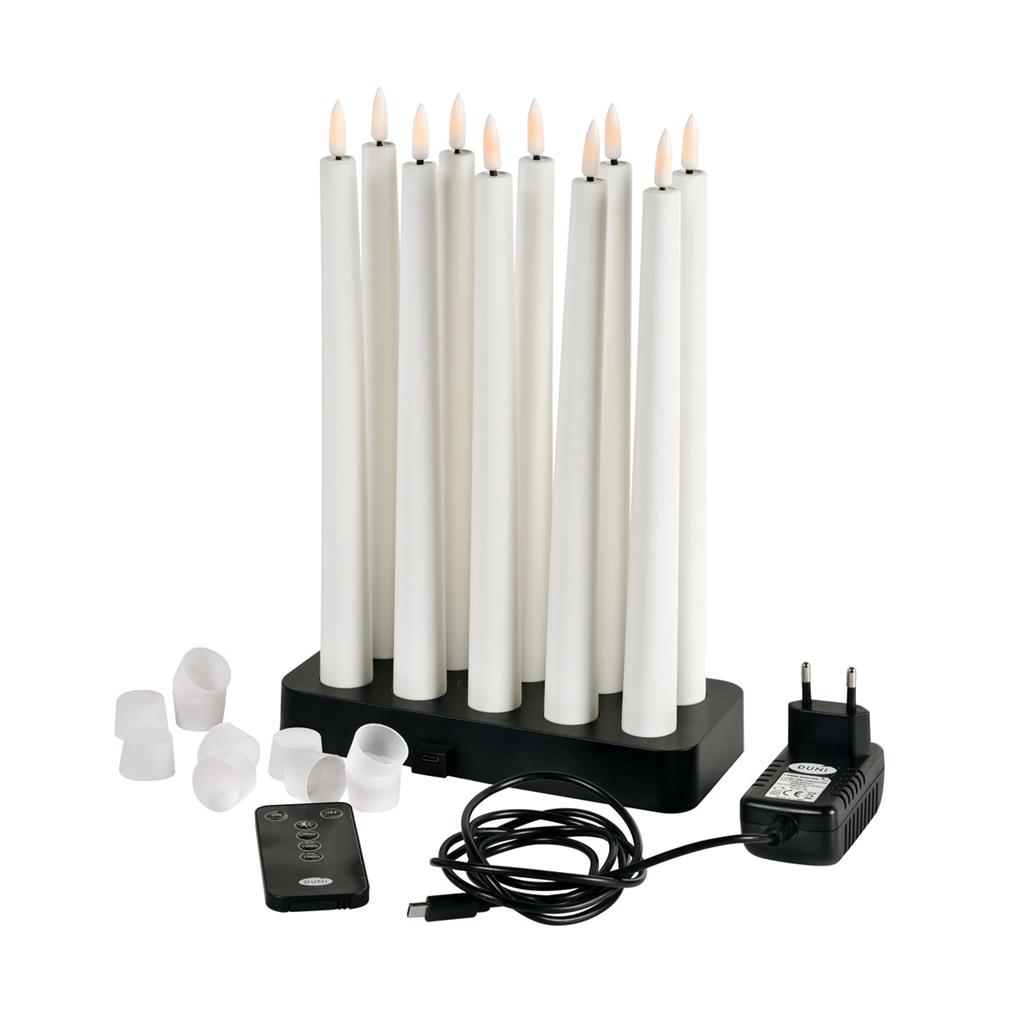 LED Spitzkerzen 10er Set 27,8 cm x Ø 2,3 cm, weiß