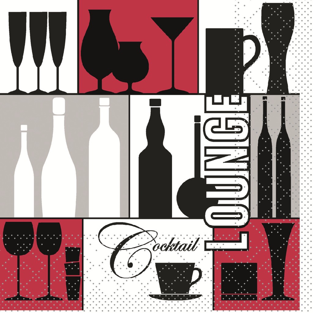 Tissue Serviette Cocktail Lounge 24 x 24 cm 1/4 Falz 3-lg.