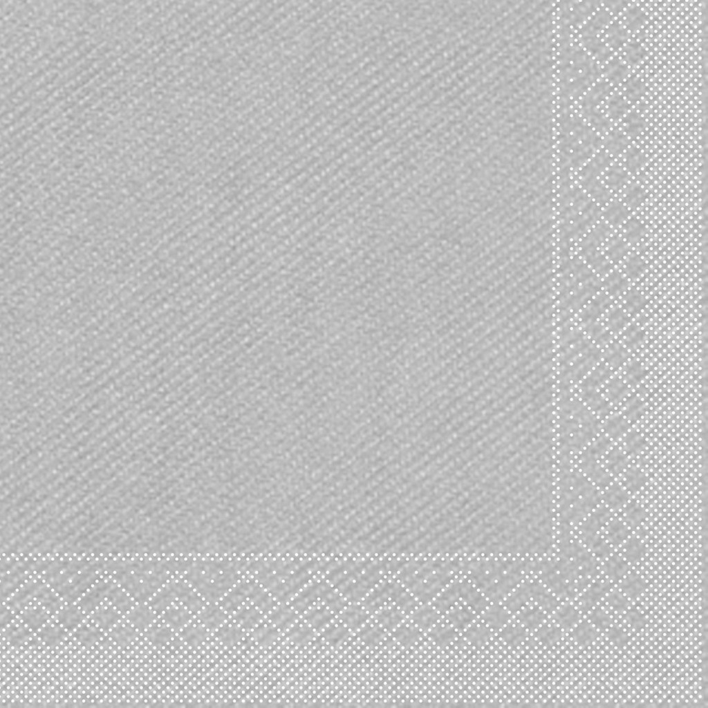 Tissue 3-lagig Serviette Basic silber 40 x 40 cm 1/4 Falz
