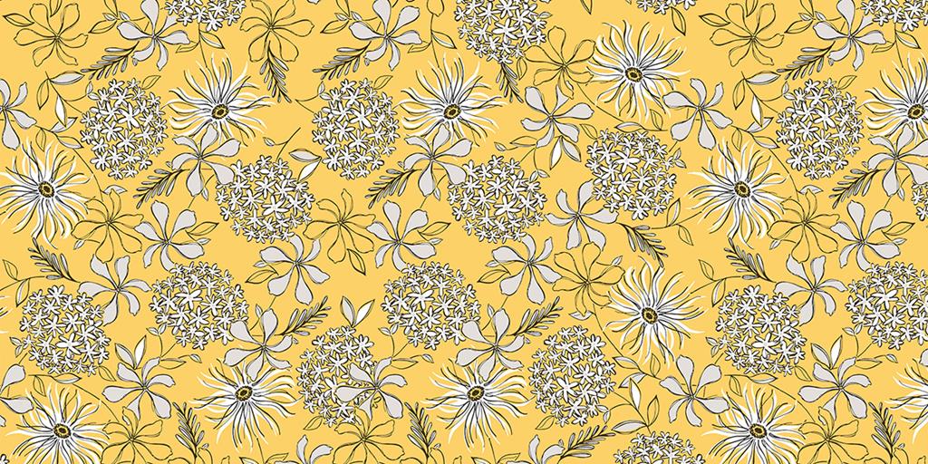 Linclass Tischläufer Hilde gelb-schwarz 40 cm x 24 m