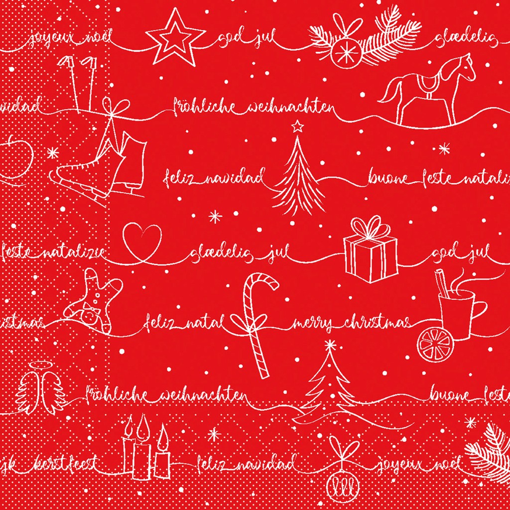 Tissue 3-lagig Serviette Ravin rot-grün- 33 x 33 cm 1/4 Falz