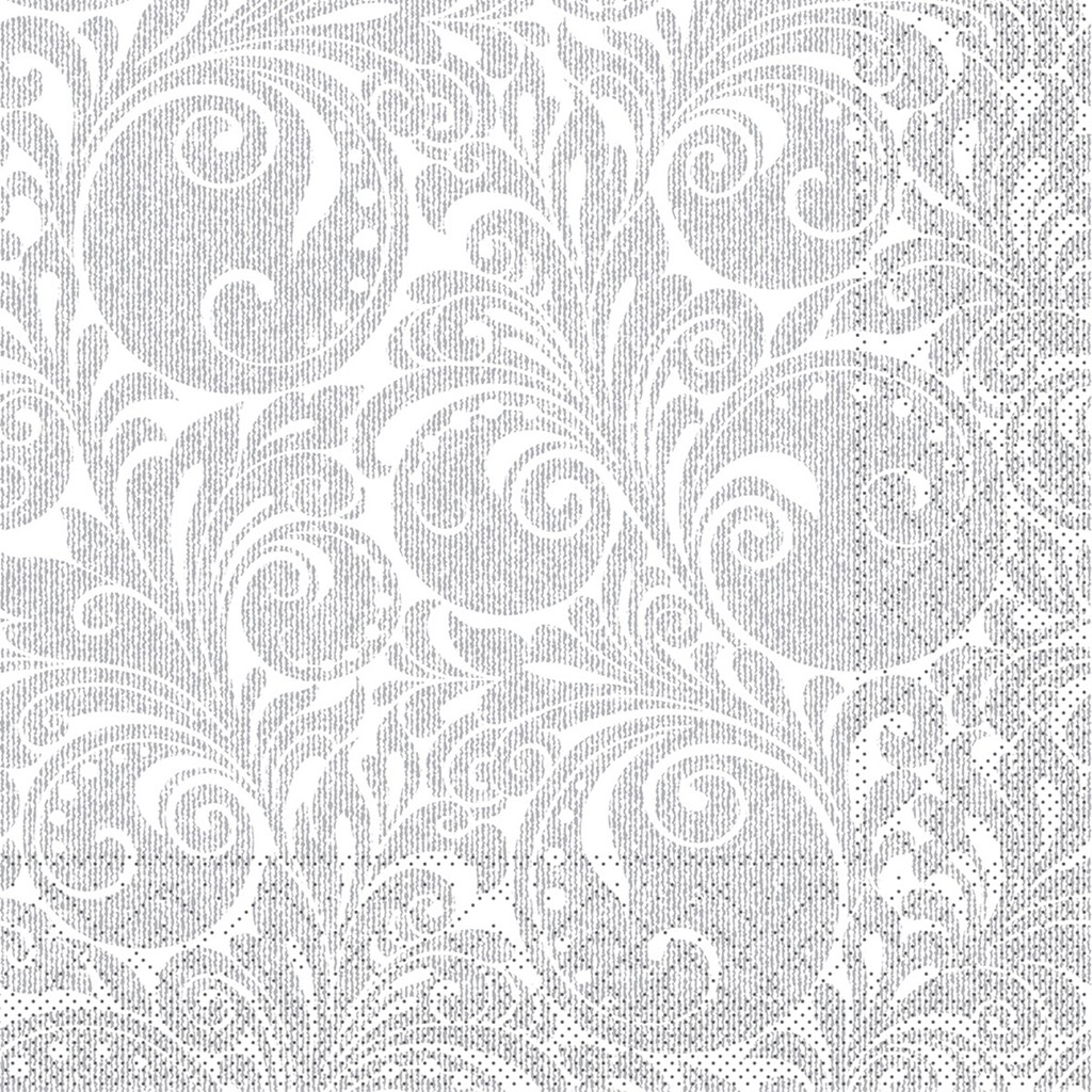 Tissue Serviette Jordan weiss-silber 33 x 33 cm 1/4 Falz 3-lg.