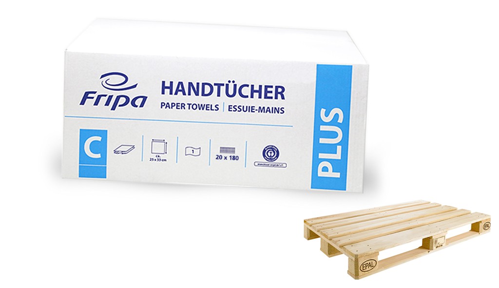 Falthandtuch *PLUS L* 1-lg. 25x23cm Recyclingqualität Palette