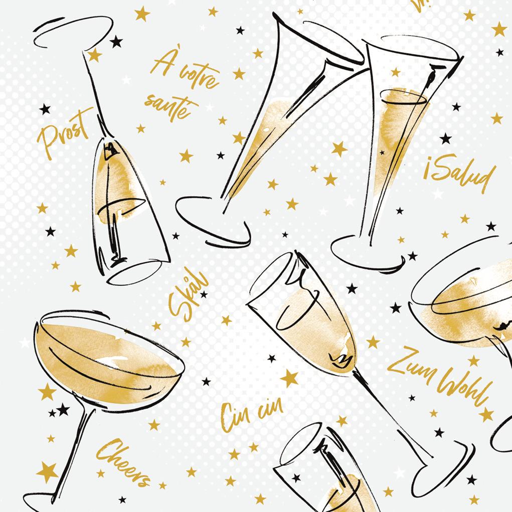 Linclass-Premium Serviette  Cheers 40 x 40 cm 1/4 Falz