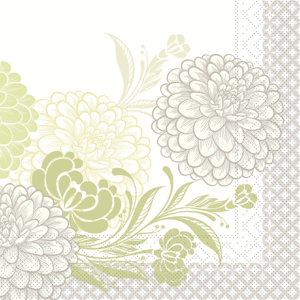 Tissue Serviette Clarissa grün 40 x 40 cm 1/4 Falz 3-lg.